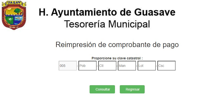 Tesorería municipal Guasave pago predial